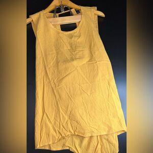 Emery Rose Mustard Yellow Cut Out Wrap Back Top Size XL EUC